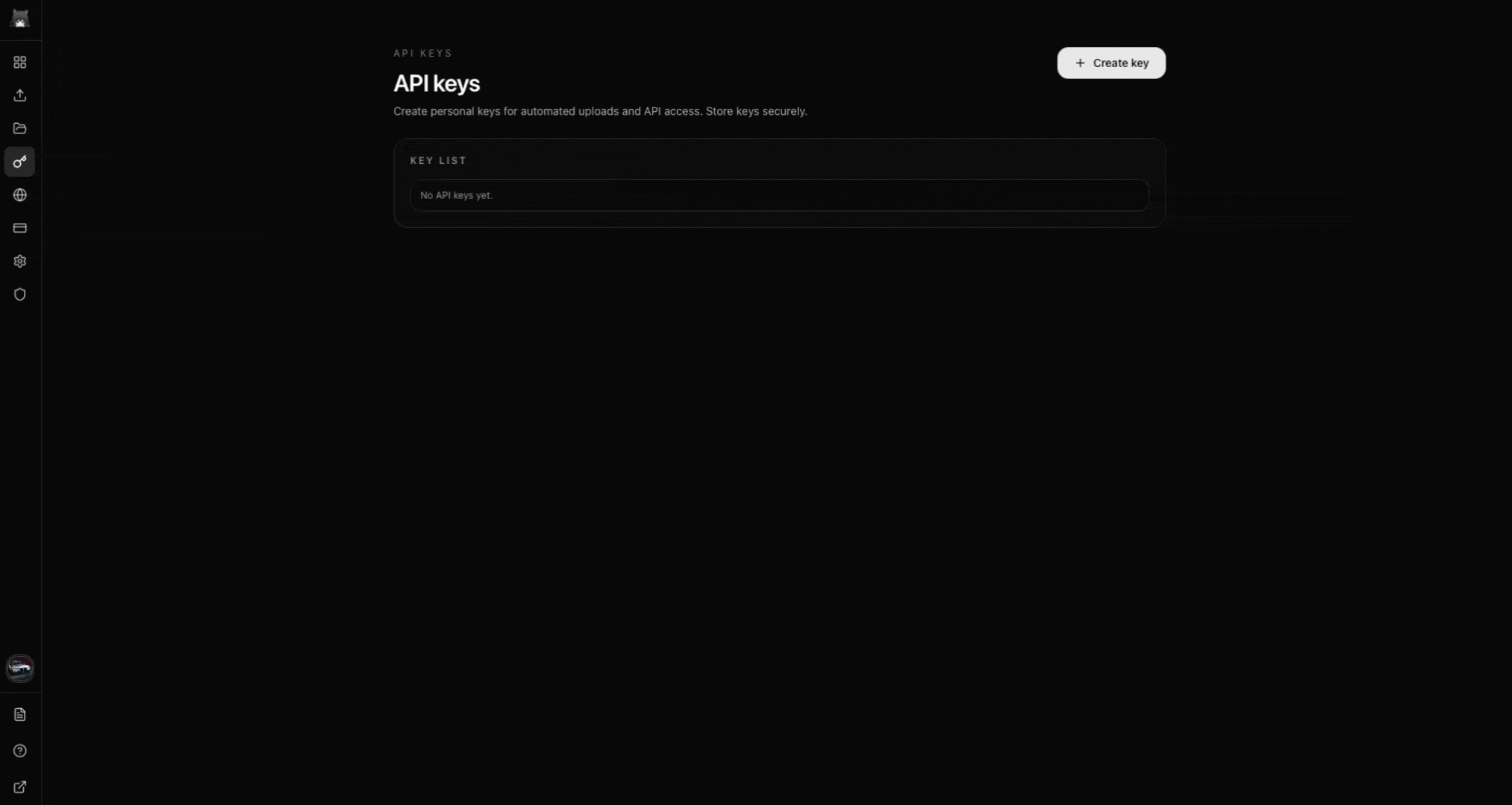 API keys feature